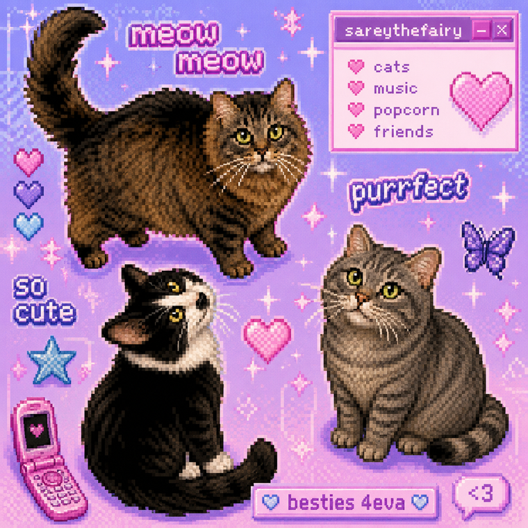 Shadow, Ozzy and Paper Boy sticker collage